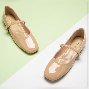 C.Paravano Mary Jane Flats for Women Ballet Flats Square Toe Flats